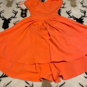 Double Zero Bright Orange Strapless Dress